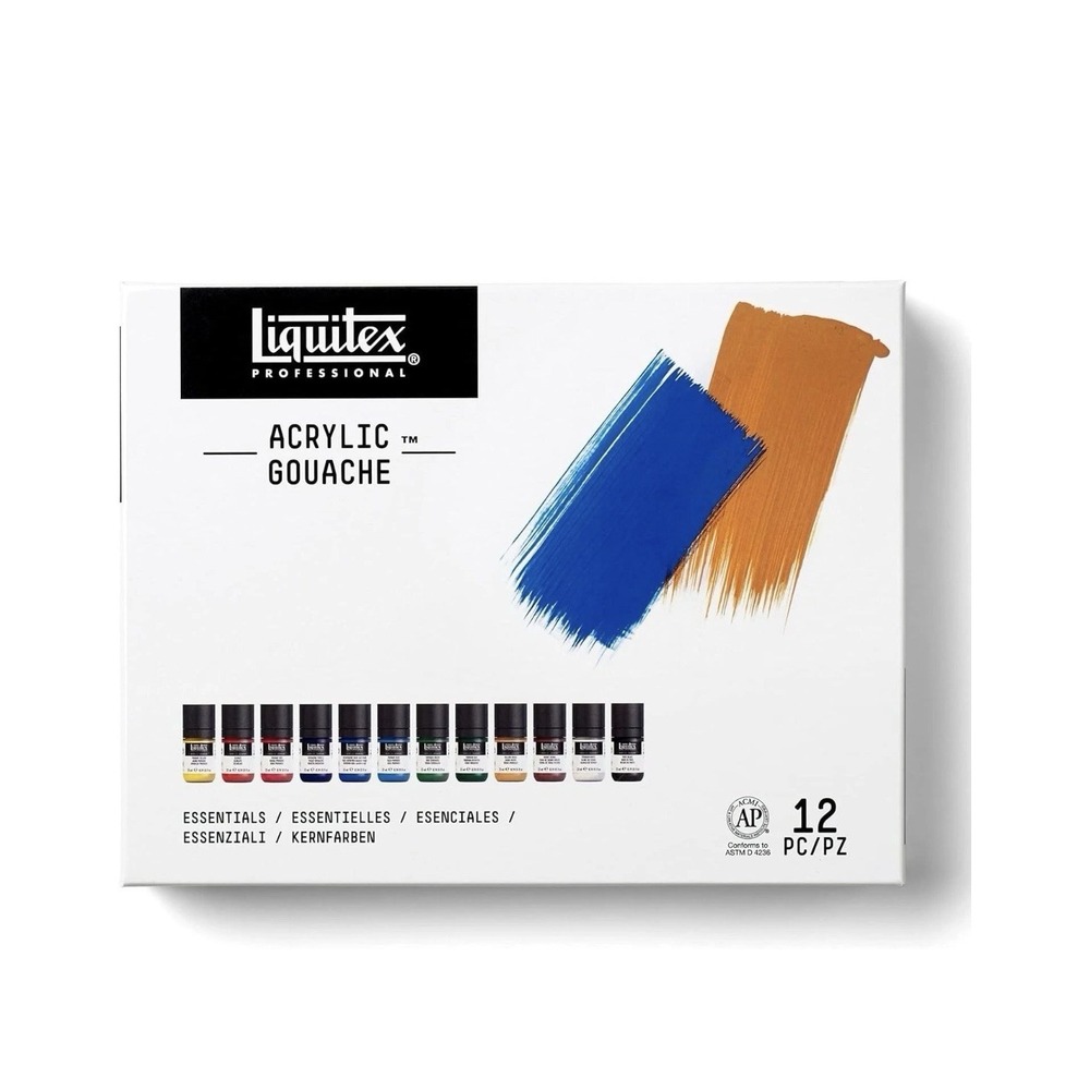 Liquitex Acrylic Gouache Paint Essentials‎ Colours Set 12 x 22ml (NIB)